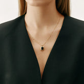 Aurora Necklace Black Onyx Rectangular Pendant Necklace